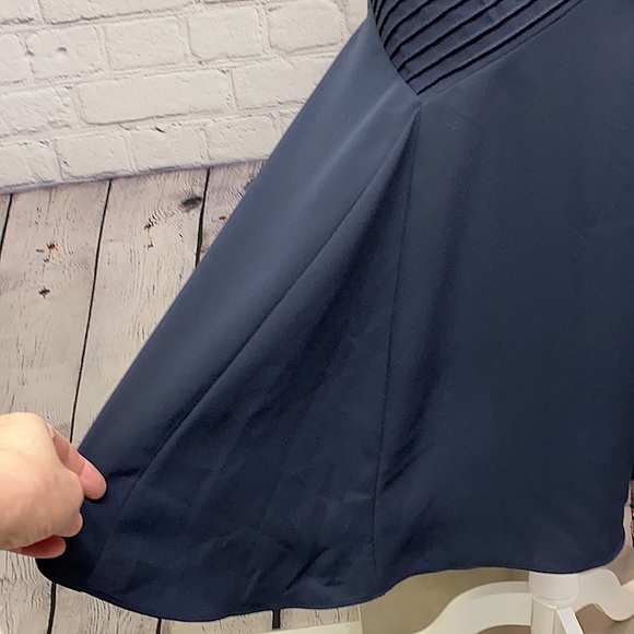 Ann Taylor Navy Fit & Flare Chiffon Dress - Picture 7 of 11